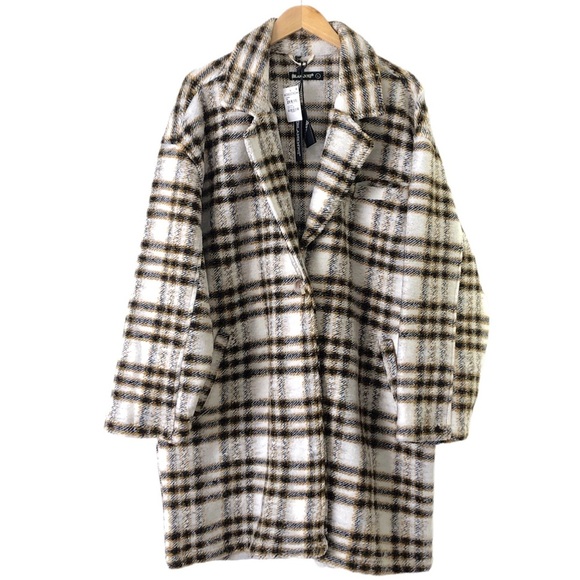 Blank NYC Rustic Cream Mustard Plaid GO AHEAD Button Down Jacket Coat L - Picture 5 of 8
